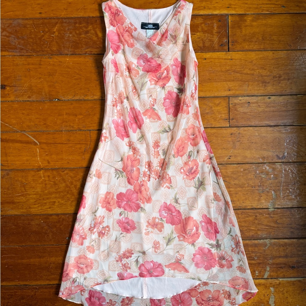 Tailor B. Moss High Low Floral Dress in Pink and White